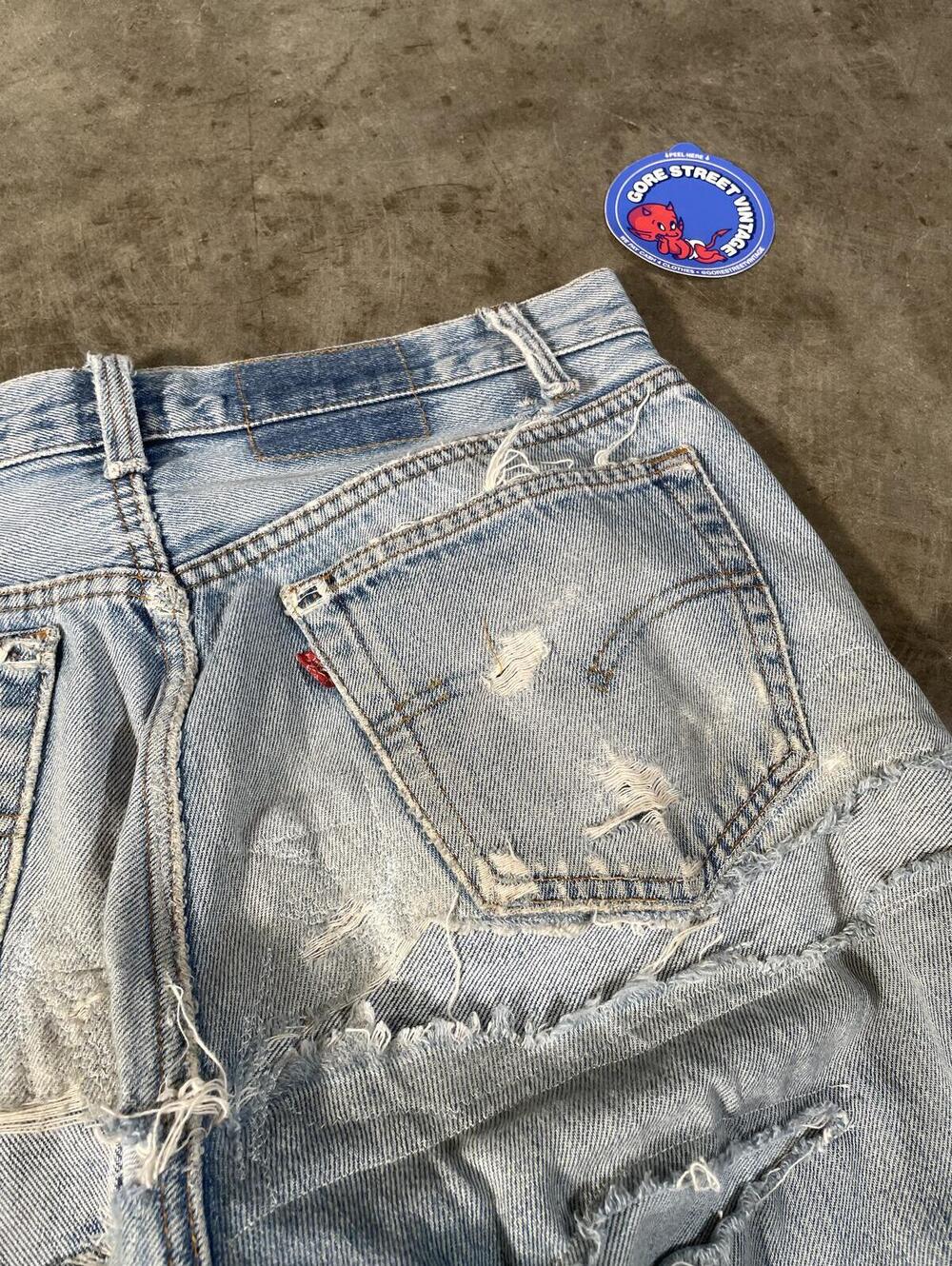 Vintage 80s Levis 501 Distressed repaired Denim 32x41
